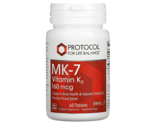 Protocol for Life Balance, MK-7 Vitamin K2, 160 mcg, 60 Tablets Protocol for Life Balance, MK-7 Vitamin K2, 160 mcg, 60 Tablets