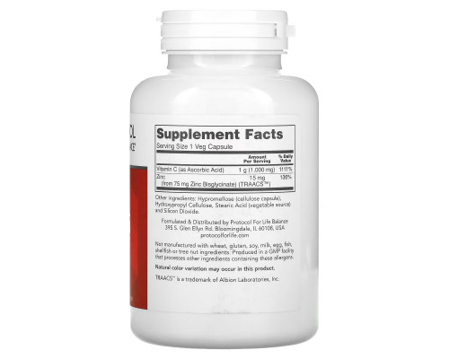 Protocol for Life Balance, C-1000 + Zinc-15, 120 Veg Capsules Protocol for Life Balance, C-1000 + Zinc-15, 120 Veg Capsules