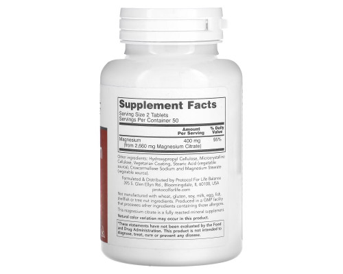 Protocol for Life Balance, Magnesium Citrate, 100 Tablets Protocol for Life Balance, Magnesium Citrate, 100 Tablets