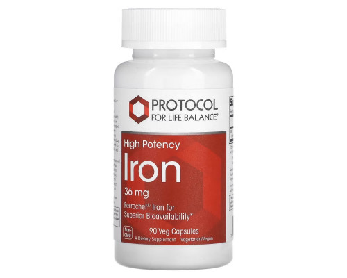 Protocol for Life Balance, Iron, High Potency, 36 mg, 90 Veg Capsules Protocol for Life Balance, Iron, High Potency, 36 mg, 90 Veg Capsules