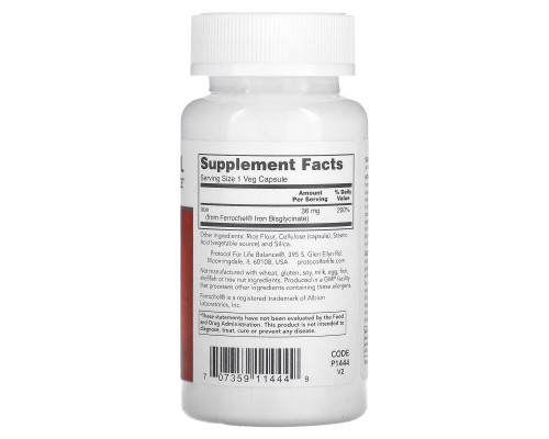Protocol for Life Balance, Iron, High Potency, 36 mg, 90 Veg Capsules Protocol for Life Balance, Iron, High Potency, 36 mg, 90 Veg Capsules