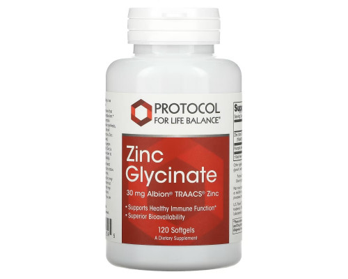 Protocol for Life Balance, Zinc Glycinate, 30 mg, 120 Softgels Protocol for Life Balance, Zinc Glycinate, 30 mg, 120 Softgels