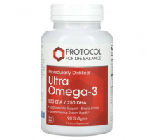 Рыбий жир и Омега 3, 6, 9 Protocol for Life Balance, Ultra Omega-3, 500 ЭПК / 250 ДГК, 90 мягких таблеток