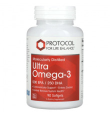 Рыбий жир и Омега 3, 6, 9 Protocol for Life Balance, Ultra Omega-3, 500 ЭПК / 250 ДГК, 90 мягких таблеток