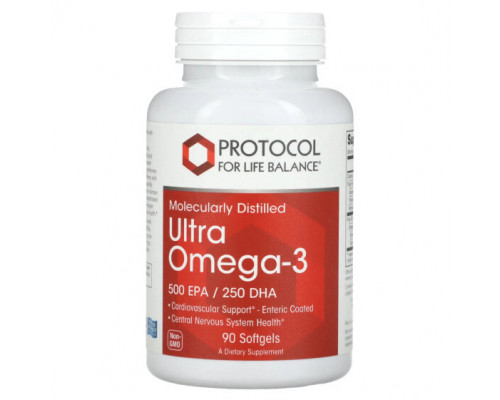 Рыбий жир и Омега 3, 6, 9 Protocol for Life Balance, Ultra Omega-3, 500 ЭПК / 250 ДГК, 90 мягких таблеток Рыбий жир и Омега 3, 6, 9 Protocol for Life Balance, Ultra Omega-3, 500 ЭПК / 250 ДГК, 90 мягких таблеток