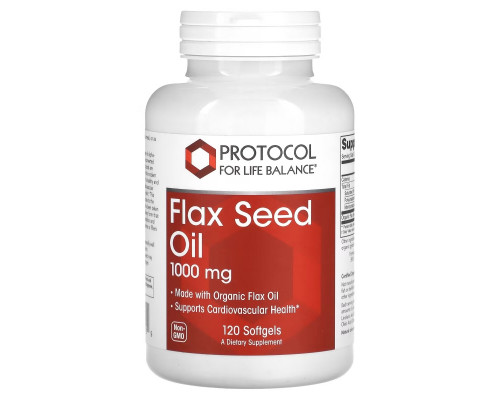 Protocol for Life Balance, Flax Seed Oil, 1,000 mg, 120 Softgels Protocol for Life Balance, Flax Seed Oil, 1,000 mg, 120 Softgels