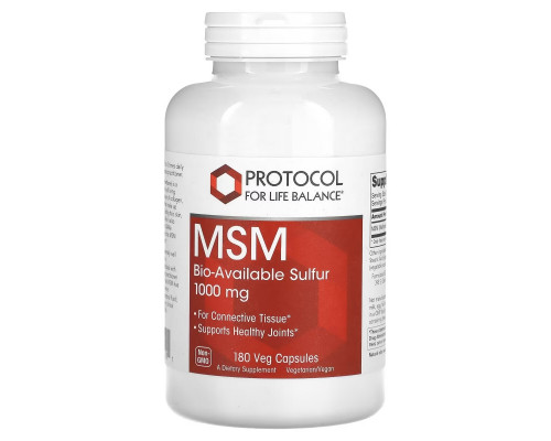 Protocol for Life Balance, MSM, 1,000 mg, 180 Veg Capsules Protocol for Life Balance, MSM, 1,000 mg, 180 Veg Capsules