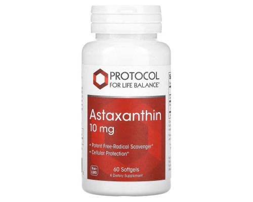 Protocol for Life Balance, Astaxanthin, 10 mg, 60 Softgels Protocol for Life Balance, Astaxanthin, 10 mg, 60 Softgels