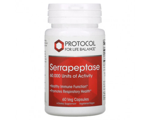 Пищеварительные ферменты Serrapeptase, 60,000, 60 Veg Capsules Пищеварительные ферменты Serrapeptase, 60,000, 60 Veg Capsules