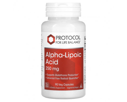 Антиоксиданты Protocol for Life Balance, Альфа-липоевая кислота, 250 мг, 90 растительных капсул Антиоксиданты Protocol for Life Balance, Альфа-липоевая кислота, 250 мг, 90 растительных капсул