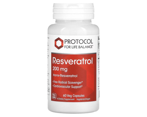 Protocol for Life Balance, Resveratrol, 200 mg, 60 Veg Capsules Protocol for Life Balance, Resveratrol, 200 mg, 60 Veg Capsules