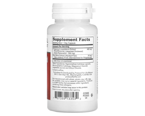 Protocol for Life Balance, Resveratrol, 200 mg, 60 Veg Capsules Protocol for Life Balance, Resveratrol, 200 mg, 60 Veg Capsules