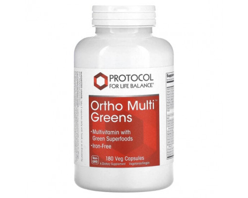 Суперфуды Protocol for Life Balance, Ortho Multi Greens, 180 растительных капсул Суперфуды Protocol for Life Balance, Ortho Multi Greens, 180 растительных капсул