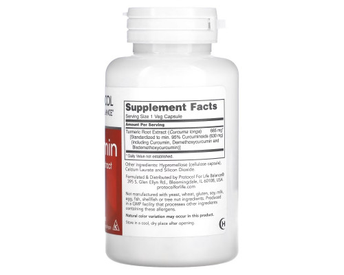 Protocol for Life Balance, Curcumin, Turmeric Root Extract, 665 mg, 60 Veg Capsules Protocol for Life Balance, Curcumin, Turmeric Root Extract, 665 mg, 60 Veg Capsules