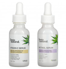 InstaNatural, Набор из дневного и ночного средства для лица, антивозрастная сыворотка, 2 флакона, 1 унц. (30 мл) в каждом