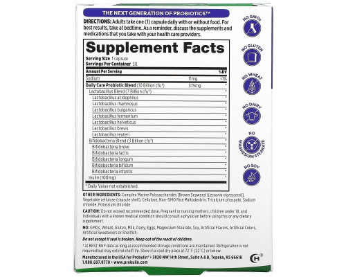 Probulin, Daily Care, Probiotic, 10 Billion CFU, 30 Capsules Probulin, Daily Care, Probiotic, 10 Billion CFU, 30 Capsules