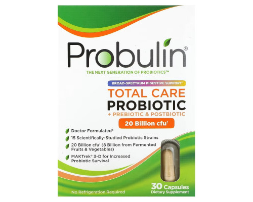 Probulin, Total Care Probiotic, 20 Billion CFU, 30 Capsules Probulin, Total Care Probiotic, 20 Billion CFU, 30 Capsules