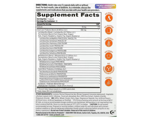 Probulin, Total Care Probiotic, 20 Billion CFU, 30 Capsules Probulin, Total Care Probiotic, 20 Billion CFU, 30 Capsules