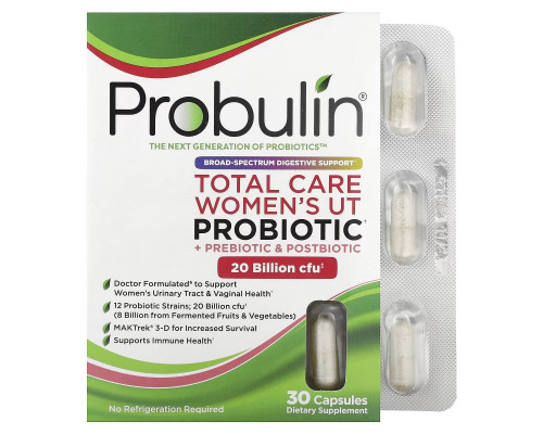 Probulin, Total Care Women’s UT Probiotic, 20 Billion CFU, 30 Capsules Probulin, Total Care Women’s UT Probiotic, 20 Billion CFU, 30 Capsules