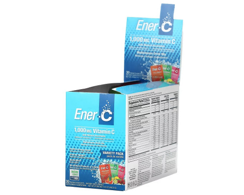 Ener-C, Витамин C, шипучий растворимый порошок для напитка, ассорти, 30 пакетиков, 9,9 унции (282,5 г) Ener-C, Витамин C, шипучий растворимый порошок для напитка, ассорти, 30 пакетиков, 9,9 унции (282,5 г)