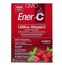 Ener-C, Витамин C, шипучий растворимый порошок для напитка со вкусом клюквы, 30 пакетиков, 10,0 унций (282,3 г)