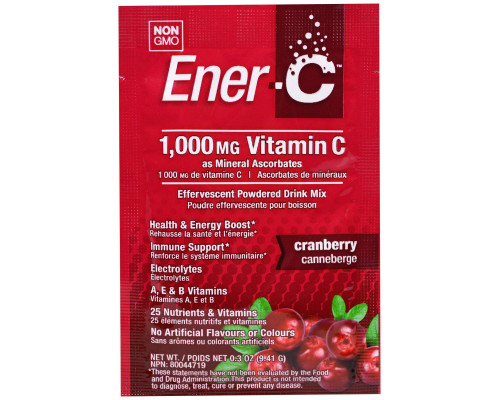 Ener-C, Витамин C, шипучий растворимый порошок для напитка со вкусом клюквы, 30 пакетиков, 10,0 унций (282,3 г) Ener-C, Витамин C, шипучий растворимый порошок для напитка со вкусом клюквы, 30 пакетиков, 10,0 унций (282,3 г)