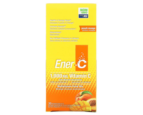 Ener-C, Витамин C, Шипучая растворимая смесь для приготовления напитка, Персик и манго, 30 пакетов, 10,2 унции (289,2 г) Ener-C, Витамин C, Шипучая растворимая смесь для приготовления напитка, Персик и манго, 30 пакетов, 10,2 унции (289,2 г)