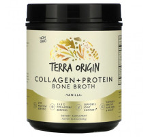 Коллаген Terra Origin, Костный бульон с коллагеном и белком, ваниль, 466 г (16,43 унции)