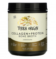 Terra Origin, Collagen +Protein Bone Broth, Chocolate, 18.9 oz (536 g)