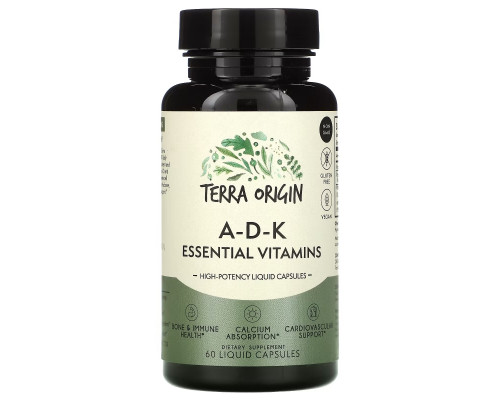 Terra Origin, ADK Essential Vitamins, 60 жидких капсул Terra Origin, ADK Essential Vitamins, 60 жидких капсул