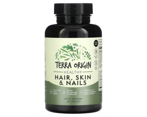 Для волос и ногтей Terra Origin, Здоровые волосы, кожа и ногти, 60 капсул Для волос и ногтей Terra Origin, Здоровые волосы, кожа и ногти, 60 капсул