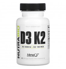 Nutrabio Labs, D3 K2, 60 Veggie Capsules