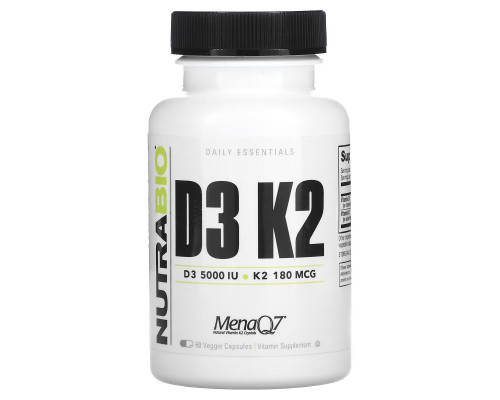 Nutrabio Labs, D3 K2, 60 Veggie Capsules Nutrabio Labs, D3 K2, 60 Veggie Capsules