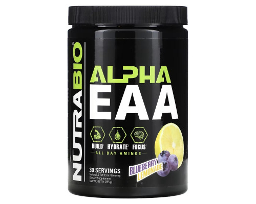 Nutrabio Labs, Alpha EAA, Blueberry Lemonade, 0.87 lb (395 g) Nutrabio Labs, Alpha EAA, Blueberry Lemonade, 0.87 lb (395 g)