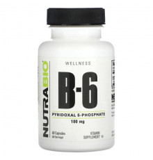 Витамины группы B NutraBio, Витамин B6, 100 мг, 60 капсул