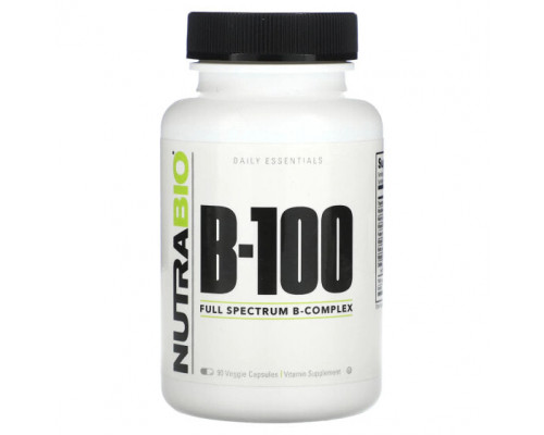Витамины группы B NutraBio, B-100`` 90 растительных капсул Витамины группы B NutraBio, B-100`` 90 растительных капсул