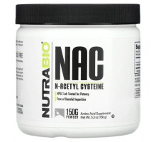 Аминокислоты NutraBio, NAC, N-ацетилцистеин, 150 г (5,3 унции)