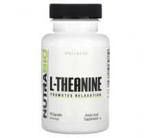 Аминокислоты NutraBio, L-теанин, 200 мг, 90 капсул