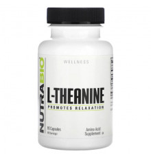 Аминокислоты NutraBio, L-теанин, 200 мг, 90 капсул
