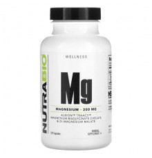 Магний NutraBio, Магний, 100 мг, 120 капсул