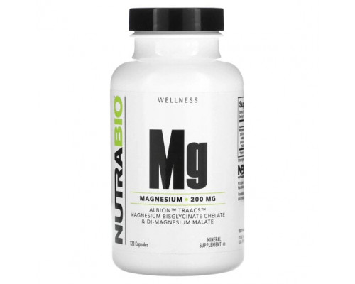 Магний NutraBio, Магний, 100 мг, 120 капсул Магний NutraBio, Магний, 100 мг, 120 капсул