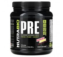 Аминокислоты NutraBio, PRE-Workout Performance Igniter, малиновый лимонад, 567 г (1,25 фунта)