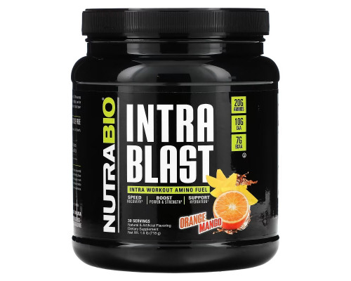 Nutrabio Labs, Intra Blast, Intra Workout Amino Fuel, Orange Mango, 1.6 lb (718 g) Nutrabio Labs, Intra Blast, Intra Workout Amino Fuel, Orange Mango, 1.6 lb (718 g)