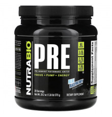 Аминокислоты NutraBio, Pre-Workout Performance Igniter, с синей малиной, 573 г (1,26 фунта)