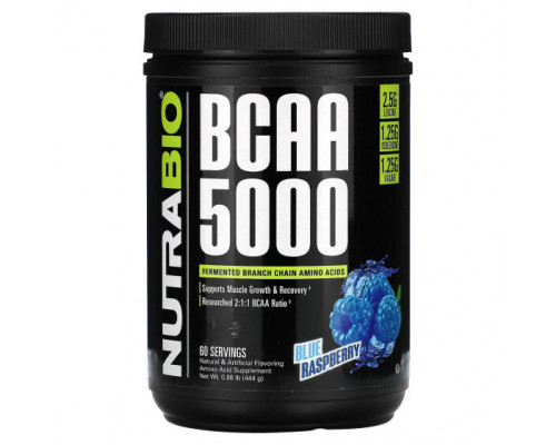 Аминокислоты NutraBio, BCAA 5000, голубая малина, 444 г (0,98 фунта) Аминокислоты NutraBio, BCAA 5000, голубая малина, 444 г (0,98 фунта)