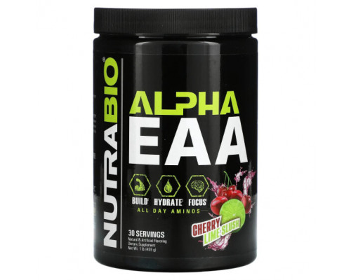Аминокислоты NutraBio, Альфа EAA, вишня с лаймом, 455 г Аминокислоты NutraBio, Альфа EAA, вишня с лаймом, 455 г