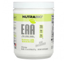 Аминокислоты NutraBio, EAA, необработанные без добавок, 317 г (0,70 фунта)