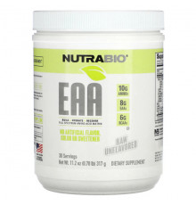 Аминокислоты NutraBio, EAA, необработанные без добавок, 317 г (0,70 фунта)