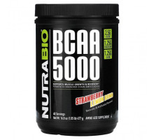 Аминокислоты NutraBio, BCAA 5000, клубнично-лимонная бомба, 477 г (1,05 фунта)