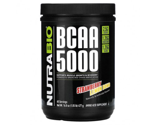 Аминокислоты NutraBio, BCAA 5000, клубнично-лимонная бомба, 477 г (1,05 фунта) Аминокислоты NutraBio, BCAA 5000, клубнично-лимонная бомба, 477 г (1,05 фунта)
